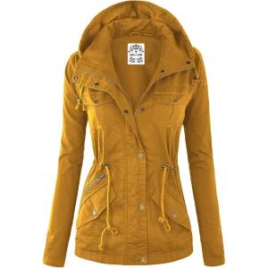 imageLock and Love Womens Casual Military Anorak Jacket  Lightweight Detachable Hooded Safari UtilityWjc643mustard