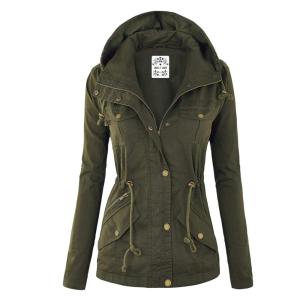 imageLock and Love Womens Casual Military Anorak Jacket  Lightweight Detachable Hooded Safari UtilityWjc643olive
