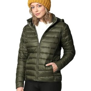 imageLock and Love Womens Ultra Light Weight Packable Down Jacket with Removable HoodieWjc2144olive