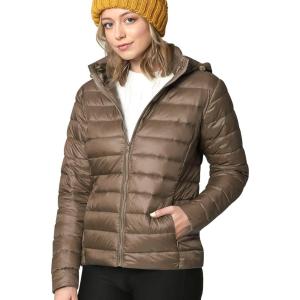 imageLock and Love Womens Ultra Light Weight Packable Down Jacket with Removable HoodieWjc2144taupe