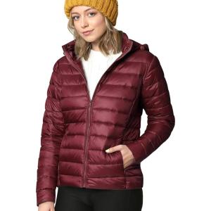imageLock and Love Womens Ultra Light Weight Packable Down Jacket with Removable HoodieWjc2144wine