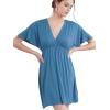 imageLock and Love Womens Short Sleeve Kimono Style Deep V Neck Casual Summer Dress S3XL Plus SizeBlue