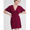 imageLock and Love Womens Short Sleeve Kimono Style Deep V Neck Casual Summer Dress S3XL Plus SizeMaroon