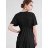 imageLock and Love Womens Short Sleeve Kimono Style Deep V Neck Casual Summer Dress S3XL Plus SizeWdr1338black