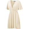 imageLock and Love Womens Short Sleeve Kimono Style Deep V Neck Casual Summer Dress S3XL Plus SizeWdr1338cream