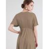 imageLock and Love Womens Short Sleeve Kimono Style Deep V Neck Casual Summer Dress S3XL Plus SizeWdr1338taupe