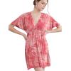 imageLock and Love Womens Short Sleeve Kimono Style Deep V Neck Casual Summer Dress S3XL Plus SizeWdr2386coral