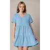 imageLock and Love Womens Summer Tunic Dress V Neck Casual Loose Flowy Swing Shift DressWdr2354aqua