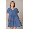 imageLock and Love Womens Summer Tunic Dress V Neck Casual Loose Flowy Swing Shift DressWdr2354denim