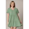 imageLock and Love Womens Summer Tunic Dress V Neck Casual Loose Flowy Swing Shift DressWdr2354sage