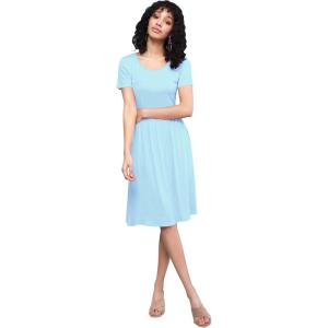 imageLock and Love LL Womens Comfy Casual Short Sleeve Flowy Dresses Loose Plain Dress with PocketsWdr2304aqua