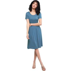 imageLock and Love LL Womens Comfy Casual Short Sleeve Flowy Dresses Loose Plain Dress with PocketsWdr2304denim