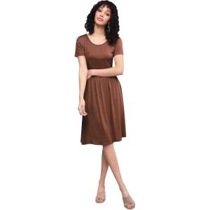 imageLock and Love LL Womens Comfy Casual Short Sleeve Flowy Dresses Loose Plain Dress with PocketsWdr2304rust