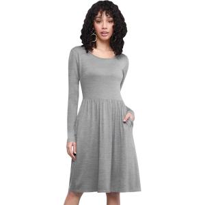 imageLock and Love LL Womens Comfy Casual Short Sleeve Flowy Dresses Loose Plain Dress with PocketsWdr2305heathergrey