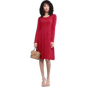 imageLock and Love LL Womens Comfy Casual Short Sleeve Flowy Dresses Loose Plain Dress with PocketsWdr2305red