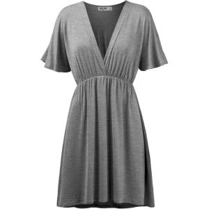 imageLock and Love Womens Short Sleeve Kimono Style Deep V Neck Casual Summer Dress S3XL Plus SizeDark Grey