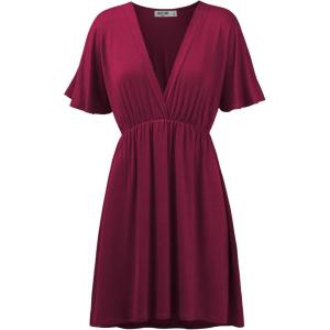 imageLock and Love Womens Short Sleeve Kimono Style Deep V Neck Casual Summer Dress S3XL Plus SizeMaroon
