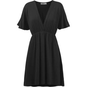 imageLock and Love Womens Short Sleeve Kimono Style Deep V Neck Casual Summer Dress S3XL Plus SizeWdr1338black