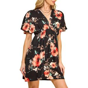 imageLock and Love Womens Short Sleeve Kimono Style Deep V Neck Casual Summer Dress S3XL Plus SizeWdr1338blackfloral