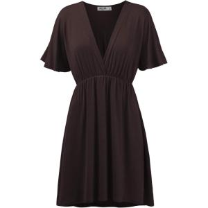 imageLock and Love Womens Short Sleeve Kimono Style Deep V Neck Casual Summer Dress S3XL Plus SizeWdr1338brown