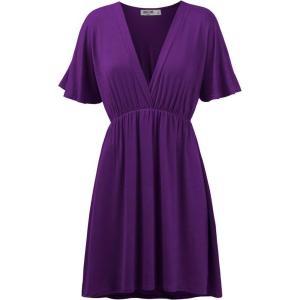 imageLock and Love Womens Short Sleeve Kimono Style Deep V Neck Casual Summer Dress S3XL Plus SizeWdr1338darkpurple