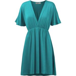 imageLock and Love Womens Short Sleeve Kimono Style Deep V Neck Casual Summer Dress S3XL Plus SizeWdr1338jade