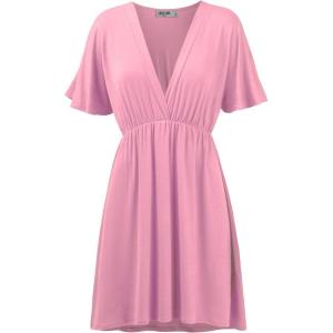 imageLock and Love Womens Short Sleeve Kimono Style Deep V Neck Casual Summer Dress S3XL Plus SizeWdr1338pink