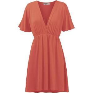 imageLock and Love Womens Short Sleeve Kimono Style Deep V Neck Casual Summer Dress S3XL Plus SizeWdr1338salmon