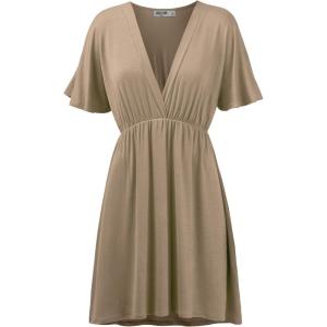 imageLock and Love Womens Short Sleeve Kimono Style Deep V Neck Casual Summer Dress S3XL Plus SizeWdr1338taupe