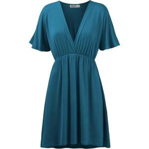 imageLock and Love Womens Short Sleeve Kimono Style Deep V Neck Casual Summer Dress S3XL Plus SizeWdr1338teal