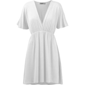imageLock and Love Womens Short Sleeve Kimono Style Deep V Neck Casual Summer Dress S3XL Plus SizeWdr1338white