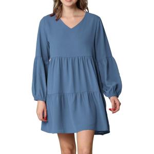 imageLock and Love Womens Summer Tunic Dress V Neck Casual Loose Flowy Swing Shift DressWdr2351denim
