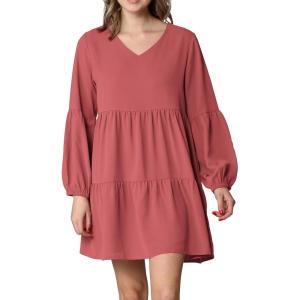 imageLock and Love Womens Summer Tunic Dress V Neck Casual Loose Flowy Swing Shift DressWdr2351mulberry
