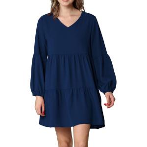 imageLock and Love Womens Summer Tunic Dress V Neck Casual Loose Flowy Swing Shift DressWdr2351navy