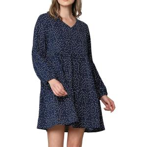imageLock and Love Womens Summer Tunic Dress V Neck Casual Loose Flowy Swing Shift DressWdr2351navypolka
