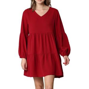 imageLock and Love Womens Summer Tunic Dress V Neck Casual Loose Flowy Swing Shift DressWdr2351wine