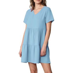 imageLock and Love Womens Summer Tunic Dress V Neck Casual Loose Flowy Swing Shift DressWdr2354aqua