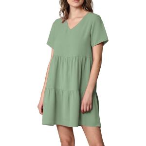 imageLock and Love Womens Summer Tunic Dress V Neck Casual Loose Flowy Swing Shift DressWdr2354sage