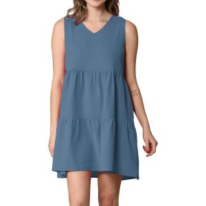 imageLock and Love Womens Summer Tunic Dress V Neck Casual Loose Flowy Swing Shift DressWdr2357denim