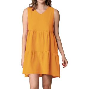 imageLock and Love Womens Summer Tunic Dress V Neck Casual Loose Flowy Swing Shift DressWdr2357mustard