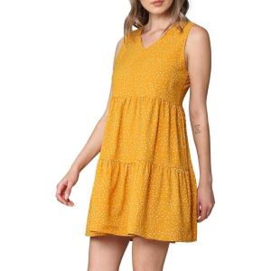imageLock and Love Womens Summer Tunic Dress V Neck Casual Loose Flowy Swing Shift DressWdr2357mustardpolka