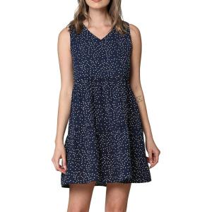 imageLock and Love Womens Summer Tunic Dress V Neck Casual Loose Flowy Swing Shift DressWdr2357navypolka