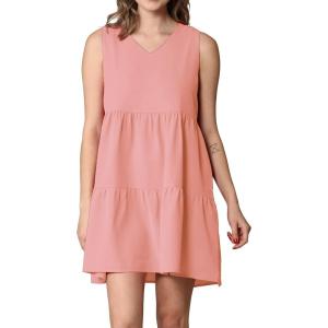 imageLock and Love Womens Summer Tunic Dress V Neck Casual Loose Flowy Swing Shift DressWdr2357pink