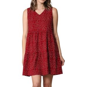 imageLock and Love Womens Summer Tunic Dress V Neck Casual Loose Flowy Swing Shift DressWdr2357winepolka