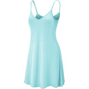 imageLock and Love Womens V Neck Spaghetti Strap Cami Tunic Short Slip Dress  Made in USAWdr1090aqua