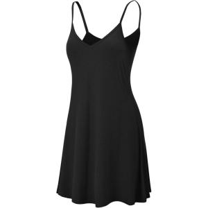 imageLock and Love Womens V Neck Spaghetti Strap Cami Tunic Short Slip Dress  Made in USAWdr1090black