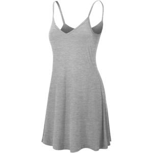 imageLock and Love Womens V Neck Spaghetti Strap Cami Tunic Short Slip Dress  Made in USAWdr1090heathergrey