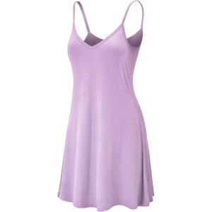 imageLock and Love Womens V Neck Spaghetti Strap Cami Tunic Short Slip Dress  Made in USAWdr1090lilac