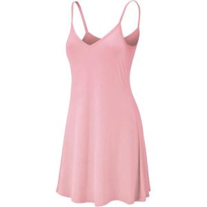 imageLock and Love Womens V Neck Spaghetti Strap Cami Tunic Short Slip Dress  Made in USAWdr1090pink