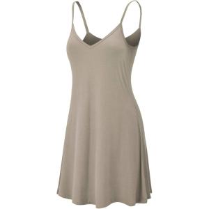imageLock and Love Womens V Neck Spaghetti Strap Cami Tunic Short Slip Dress  Made in USAWdr1090taupe